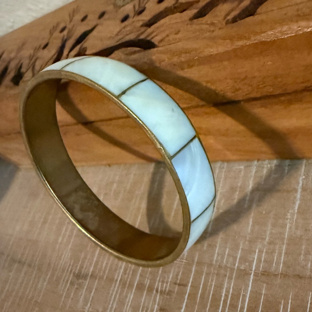 Elegant Gold and White Bangle Bracelet